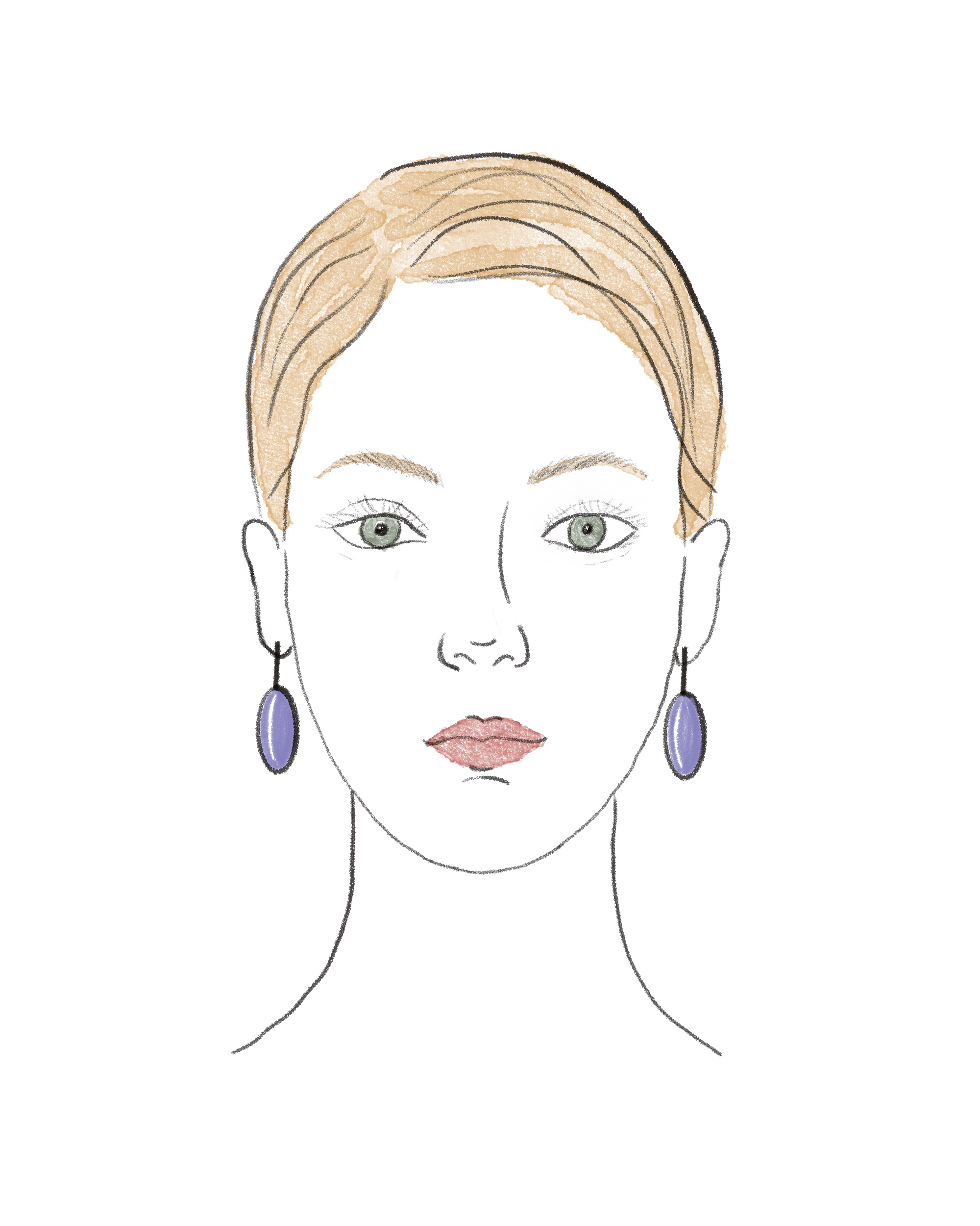 nausnice ovalny oblicej